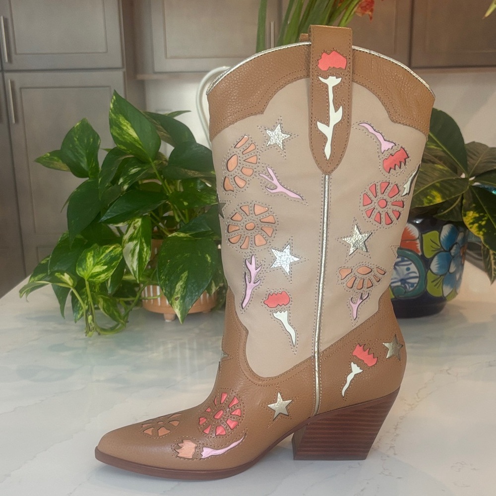 Western Boots Leather Tan Multi by Dolce Vita Size 7.5 NWT - Picture 6 of 13
